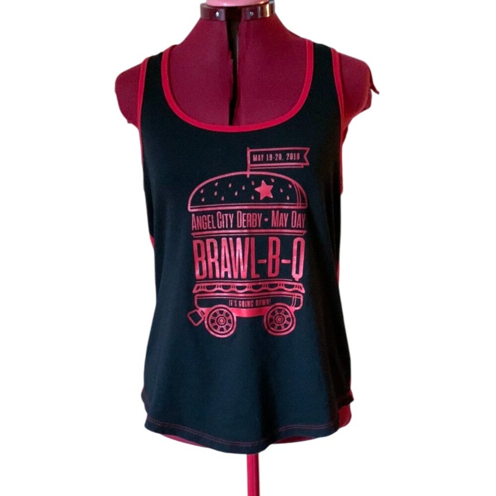 VINTAGE - Black Red - Roller derby - Mayday Brawl-B-O  2018 - Tank Top Large
